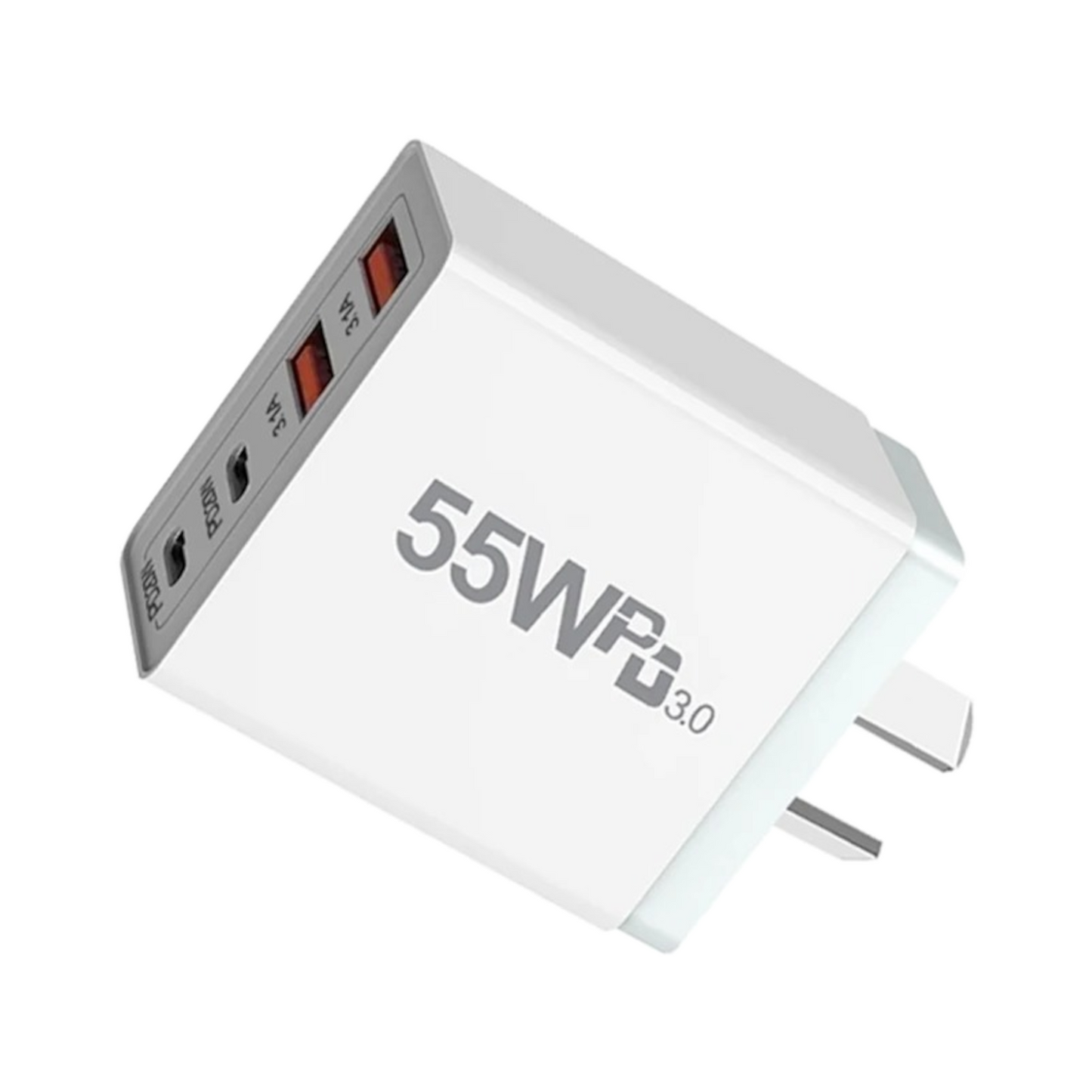 4-Port USB Charger – 55W (USB-A & USB-C)